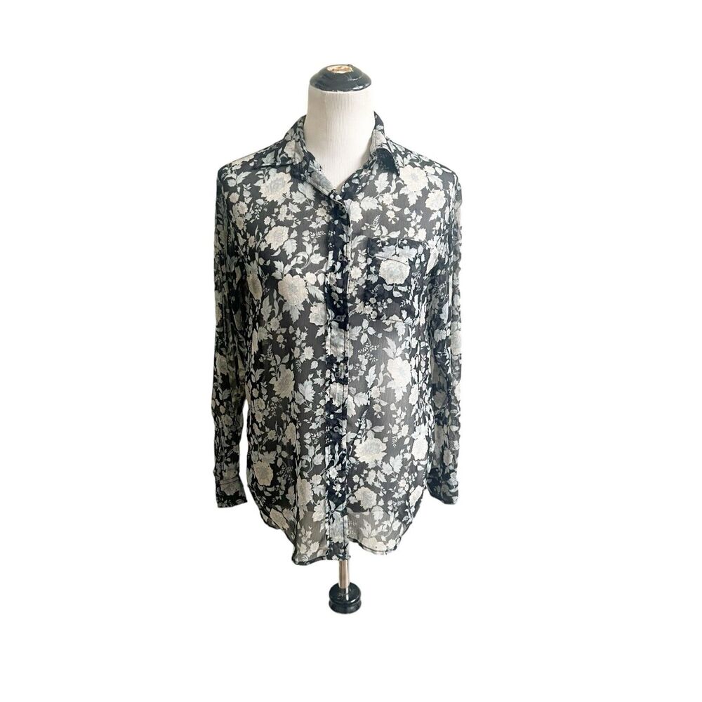 Ralph Lauren Denim & Supply Women’s RL Boyfriend Semi Sheer Long Sleeve Floral S